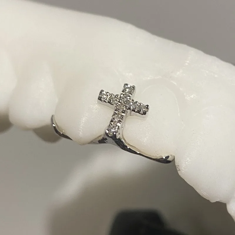 

925 silver mozzarella diamond cross tooth decoration European and American style
