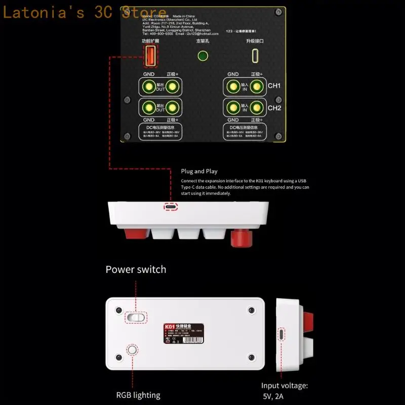 Electronics Repair Input Pad for Multimeter Tasks, Eight-Control Layout, C-Port Cable Connection, and Clear Legends for Daily