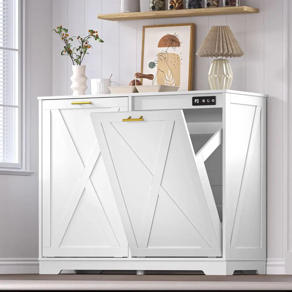 

Двухсекционный выдвижной мусорный бак с функцией сортировки отходов и контролем запаха для кухни, прачечной и ванной комнаты