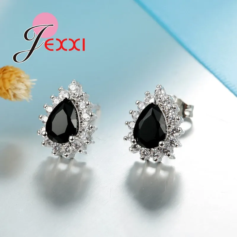 925 Sterling Silver AAA Cubic Zircon Stone Brincos Wedding Jewelry Trendy Waterdrop Stud Earrings for Women Girls Gifts
