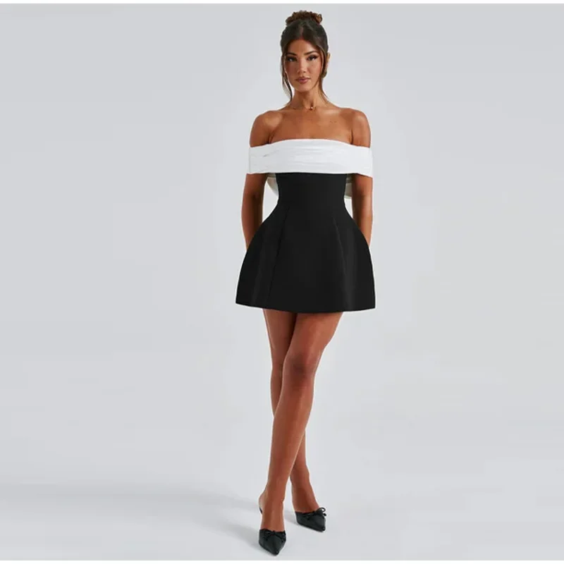 Damesmode strapless backless mini-avondjurken 2025, elegante sexy off-shoulder mouwloze dames party club vestidos