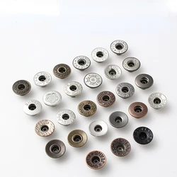 High Quality 100pcs/Pack Metal Hollow I-Button Jeans Denim Clothes Round Brass Retro Style Bib Supplies Buttons