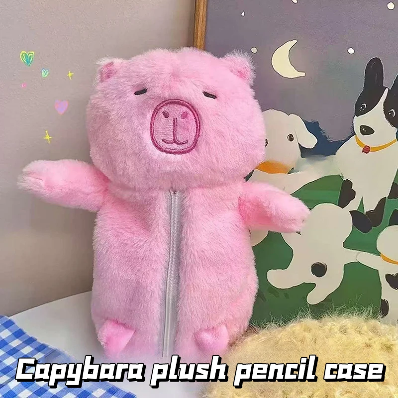 Cute Kapibala Plush Pencil Case Bag Makeup Cosmetic Bag For Girl Organizer Wallet Stationery Travel Storage Bags School Supplies