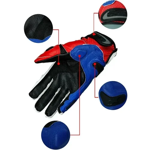 Imagen 2 del producto Guantes de cuero genuino para conducir en motocicleta, guantes de invierno impermeables, cálidos, de goma Natural, con mayor fricción, para deportes al aire libre
