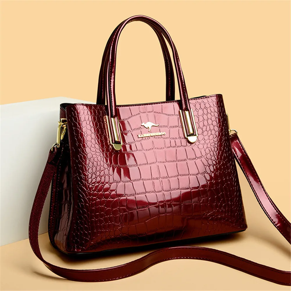 Imagem -02 - Bolsa de Luxo Padrão Crocodilo para Mulheres Grande Capacidade Bolsa de Ombro Couro pu Alça Superior Marca de Senhoras Crossbody Bolsala