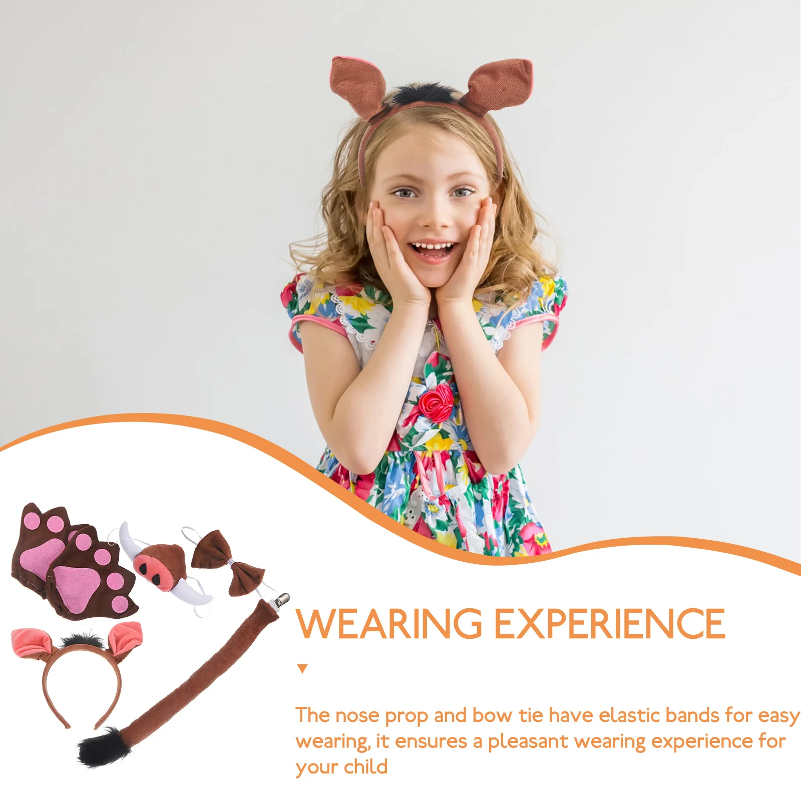 

Pig Costume Set Kids Party Accessories Soft Fabric Ears Headb Fake Nose Bow Tie Tail Prop Luxury Costumes Pig Ears Headb s