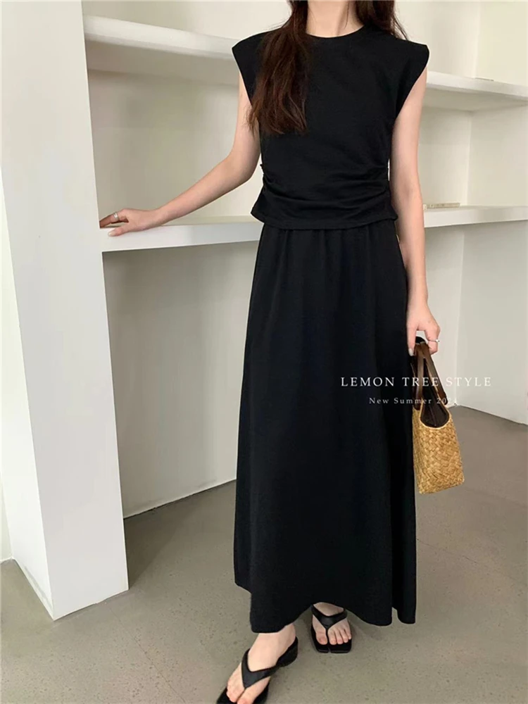 Colorfaith WS6690JM New 2024 Chic Elegant Lady Sets 2 Pieces Korean Fashion Slim Tops With Long Skirts Spring Summer Women Suits