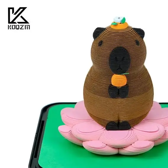 

2026 Desk Calendar With LED Light Capybara 3D Tear-away Calendar Paper Carving Art Memo Pad Notepad Gift Decoration