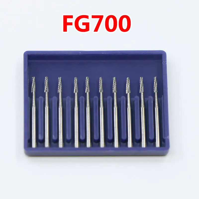 10pcs Dental  Fissure Cross Cut Head FG 700 Shank Tungsten Carbide Bur Dental Diamond Burs for Dentistry