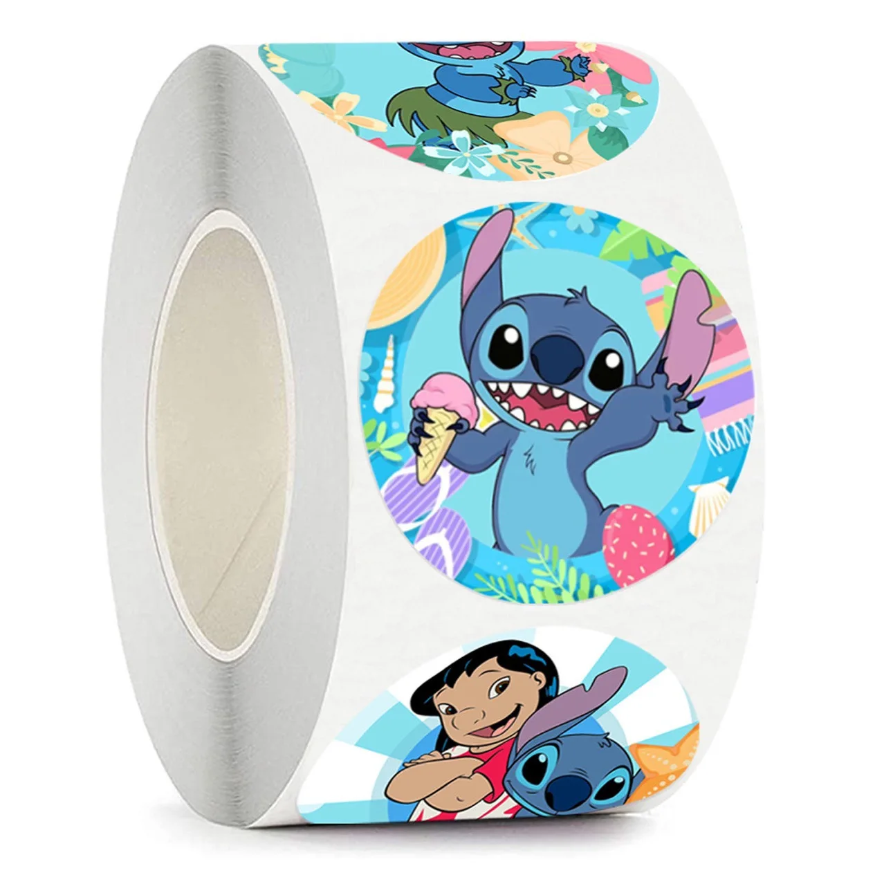 500PCS/Roll Disney Stitch Sealing Graffiti Stickers Cute Cartoon Anime Lilo & Stitch Stickers Round Diy Decor Album Diary Labe