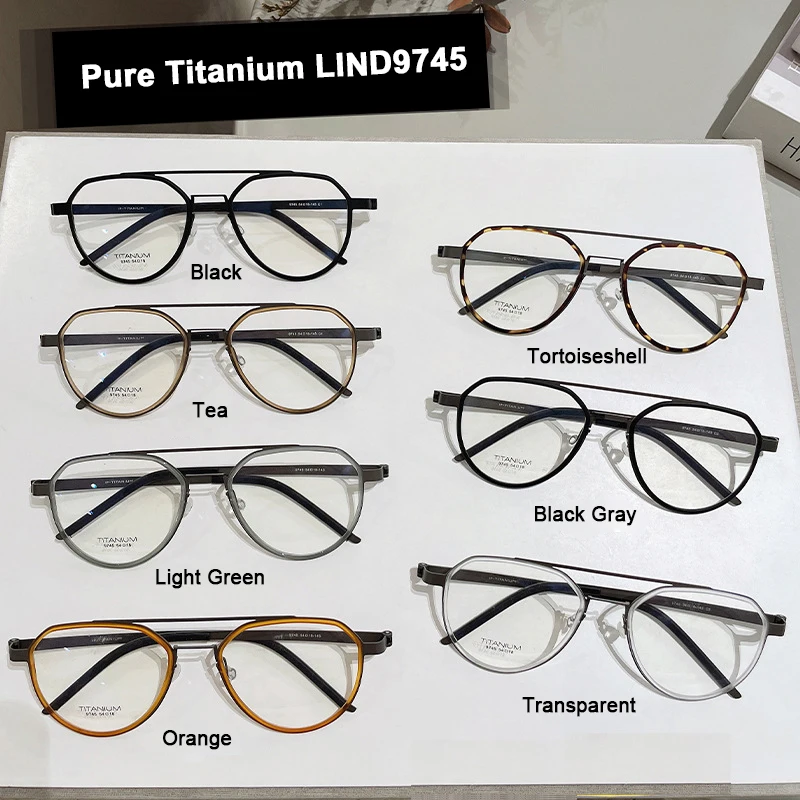 Denmark Brand Reproduction Classic Pilot Double Beam Glasses Screwless Design Pure Titanium Eyeglasses Large Men Business Frame