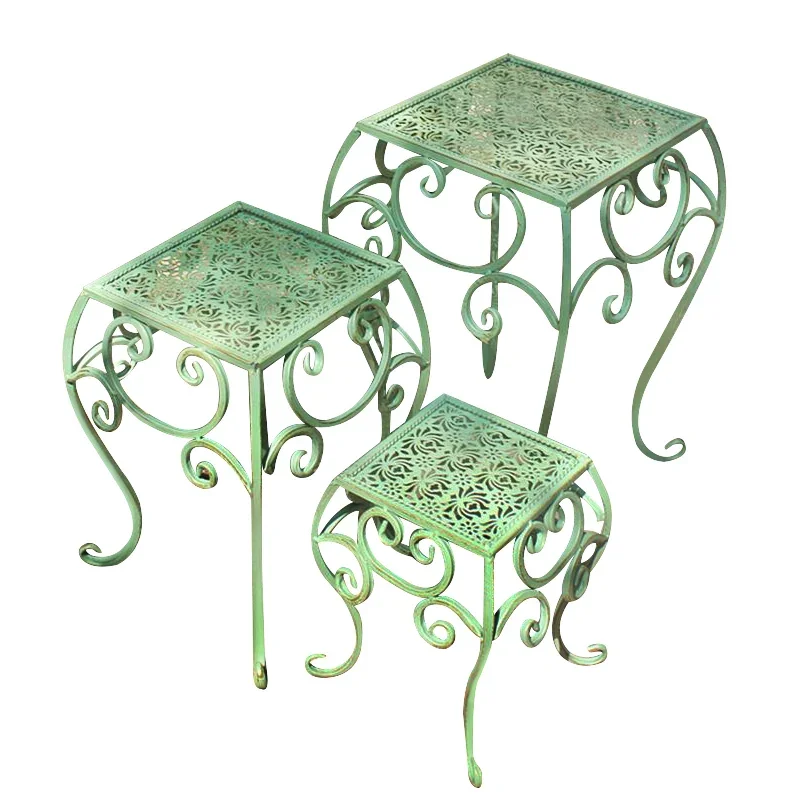 Flower stand Outdoor wrought iron balcony Floor-to-ceiling courtyard Garden Living room Bonsai stand Decoration Multi-layer flow