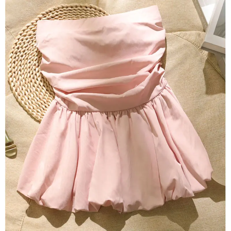 

Women's Summer Wear Slim-fitting Off-the-shoulder Chic Bud Top Pure Color French Tube Top One-word Shoulder Black Small Vest