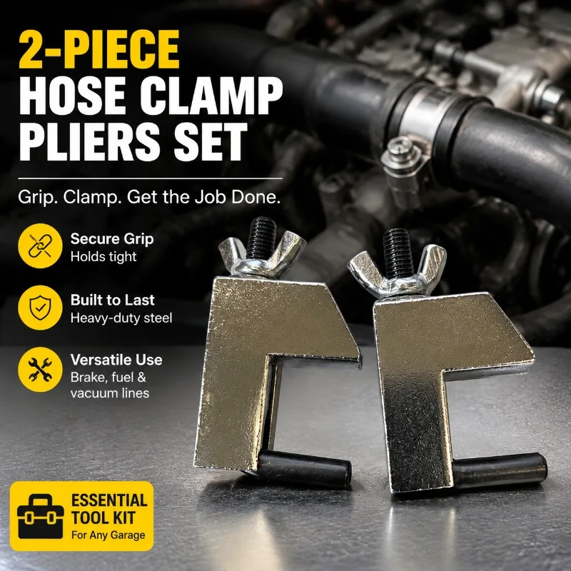 2Pcs Hose Clamping Pliers Set Automotive Brake Line Clamp Fuel Pipe Retainer Vacuum Tubing Holder Professional Auxiliary