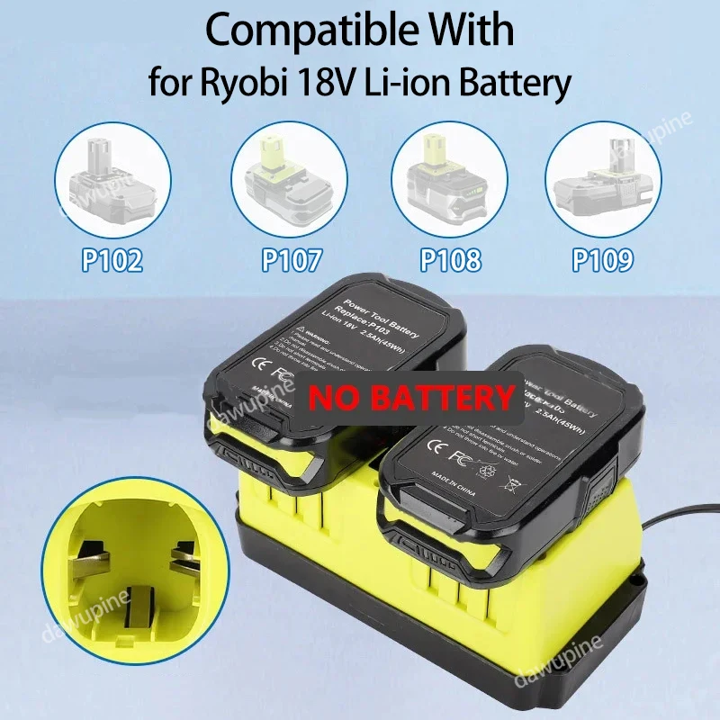

Power Tool Accessories for Ryobi 18V Lithium Battery Portable Mini Dual Ports Fast Charger Replace P117 P107 P108 P109 P102 P104