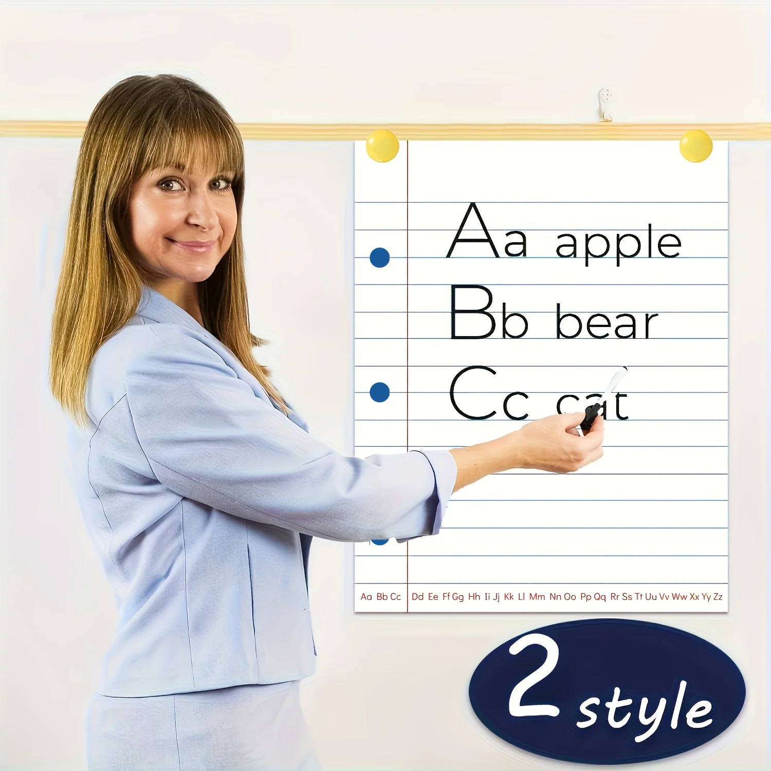 2 Style Large Measuring 54.61 cm by 41.91 cm Dry Erase Poster, For Digital Chart Drawing And Writing on Dry-Erase Grid Notebook