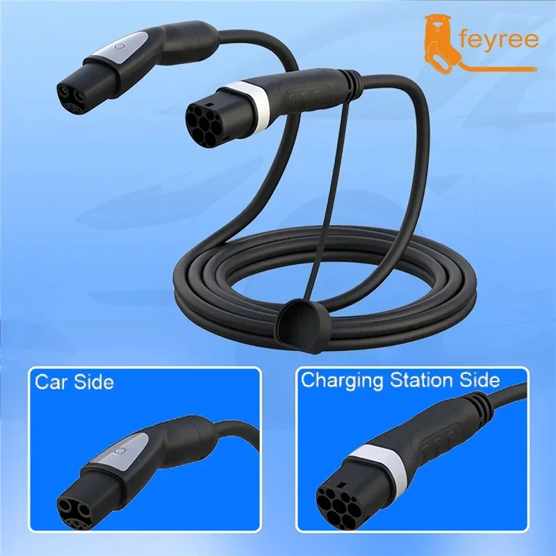 feyree 16A 3.5KW 32A 7KW 1Phase Type2 to Tesla NACS Socket EV Charger Cable for Tesla Model 3 Y X S for Public Charging Station