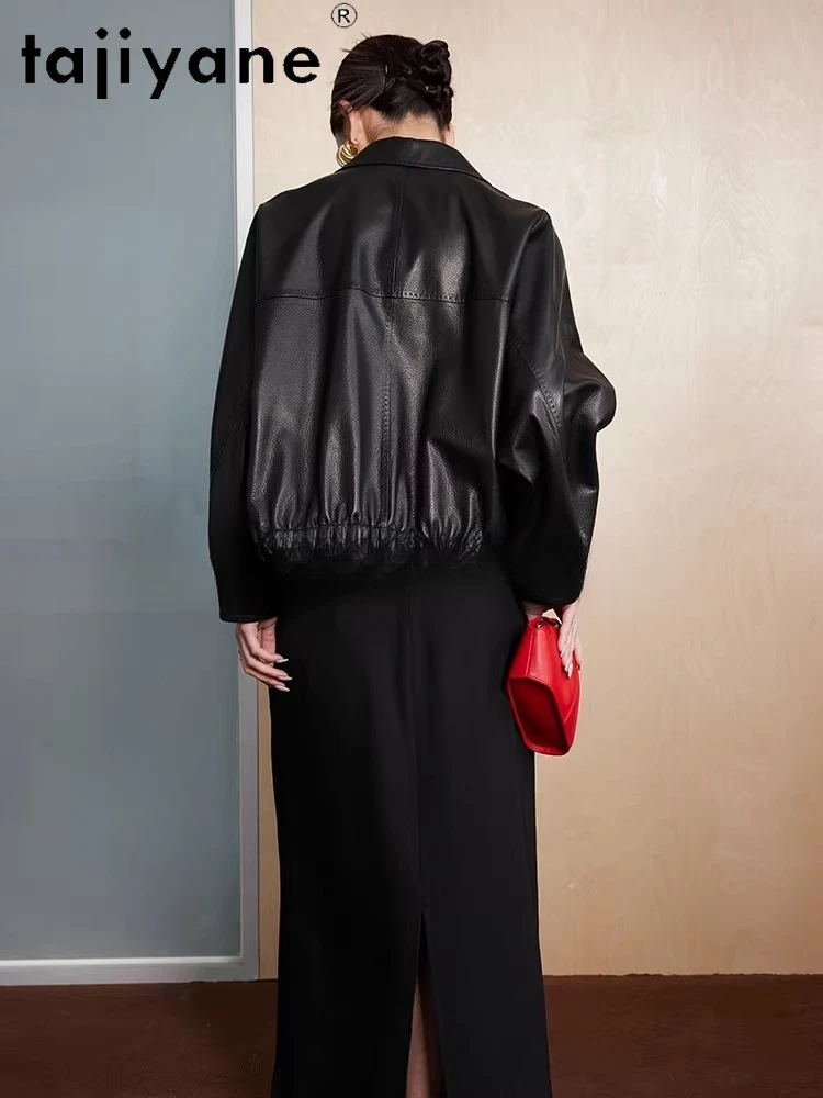 TAJIYANE 100% Top-grain Schapenvacht Leren Jas Vrouw Korte Echte Lederen Jassen Casual Dames Jas 2025 Herfst Vrouwen Kleding Byd