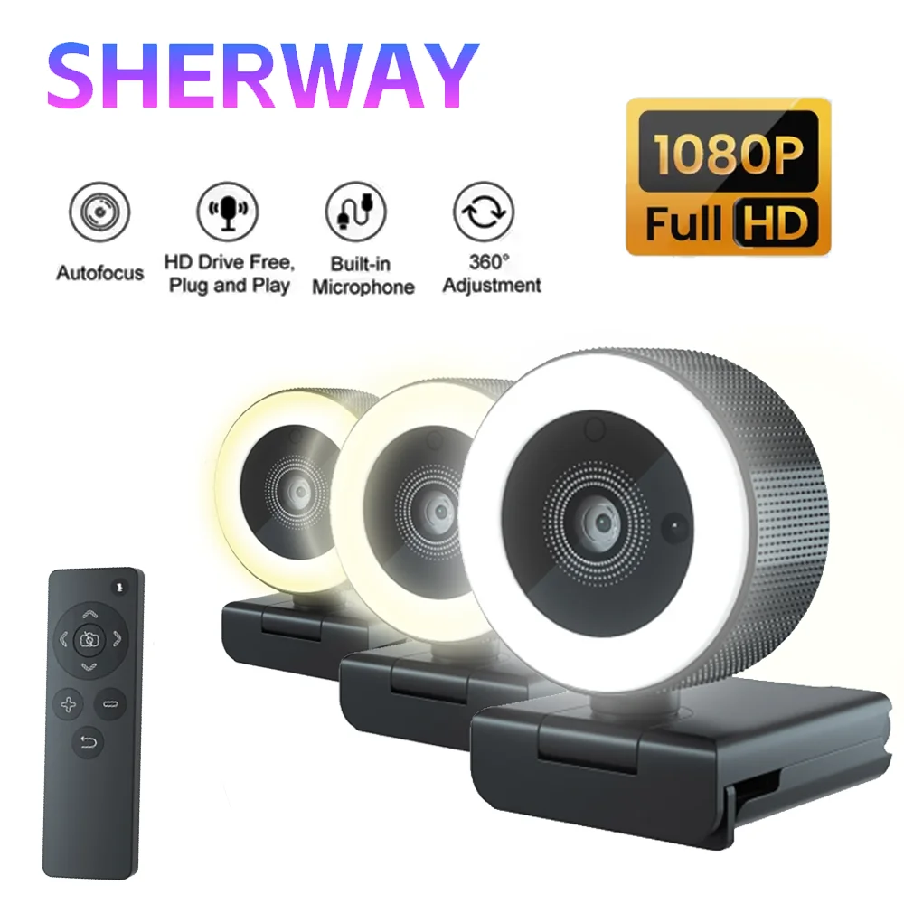 

2K Webcam RGB Light USB Camera for Pc Correction Dual Mics Magnetic Privacy Cover Patent Design for Streaming Teaching PC Laptop