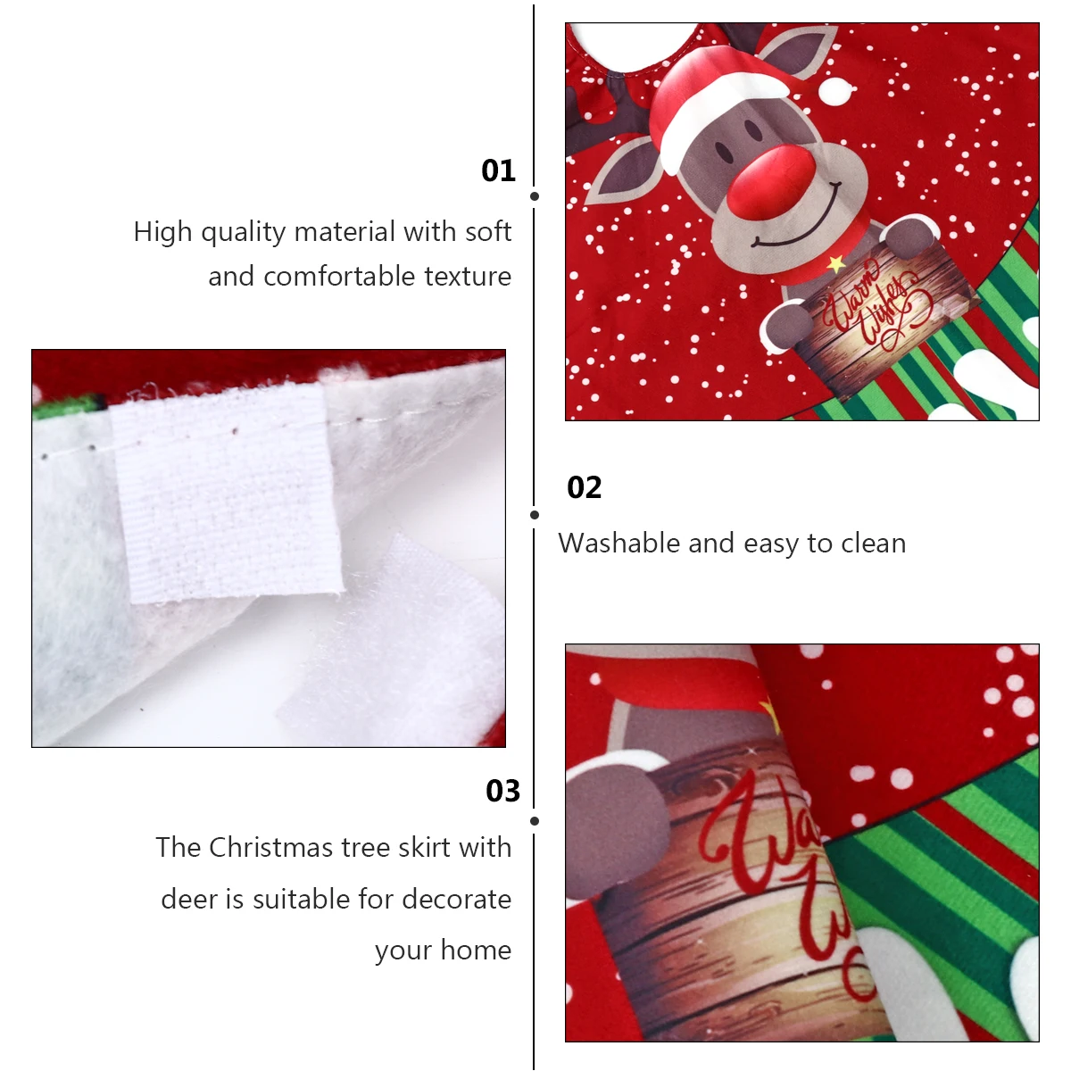 

Christmas Tree Skirt Deer Design Washable Easy Clean Home Office Decor Festive Atmosphere Christmas Decoration