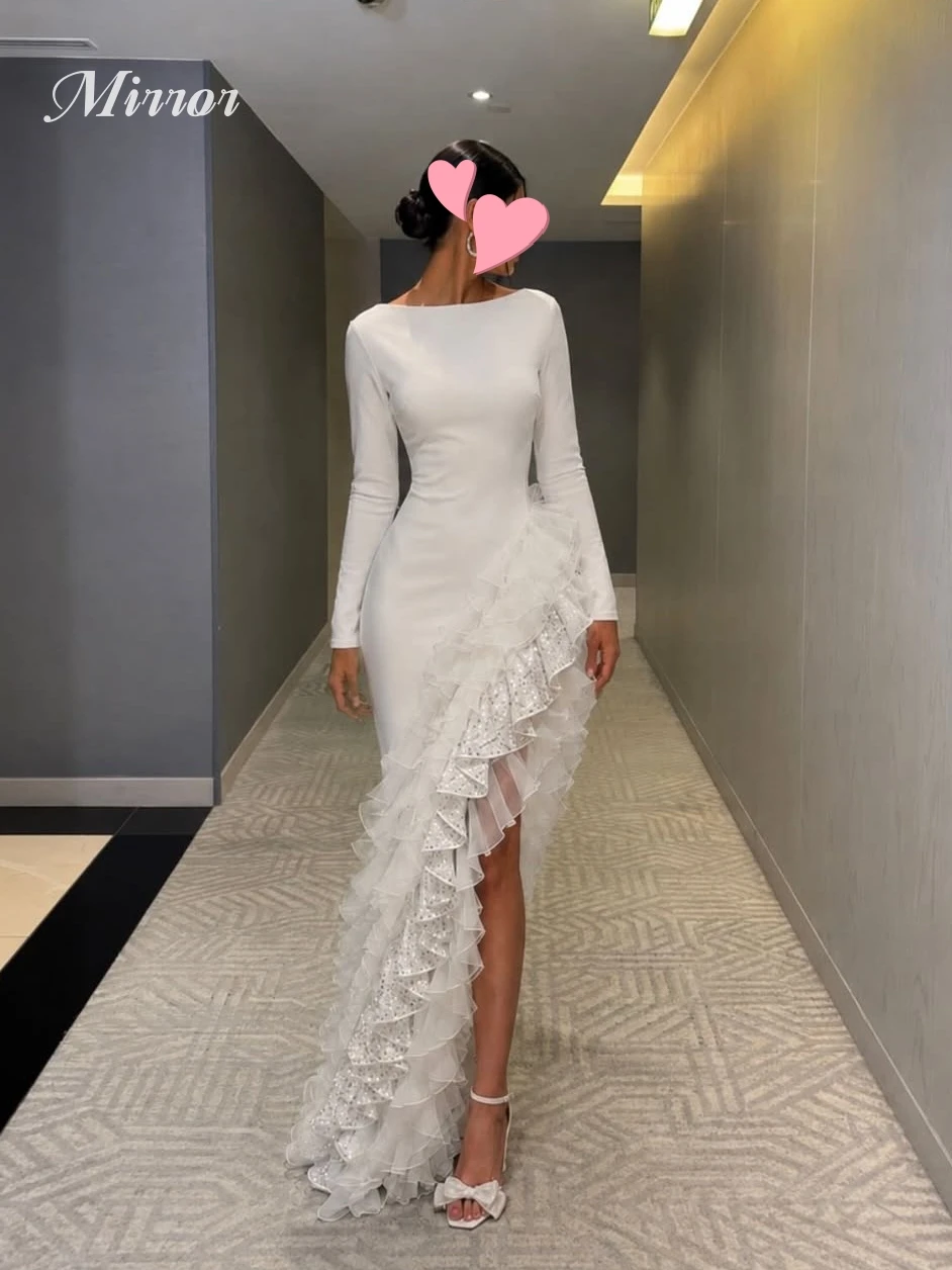 

Mirror Dress Elegant Vintage Sweet Ivory Mermaid Asymmetrical Stylish Customize Formal Occasion Prom Dress Evening Party Gowns