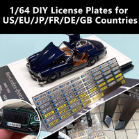 1/64 Metal Car License Plate Number Lightning Tribe Car Model Building Tools For Initial-D Model US/DE/GB/NR/FR/IT/JP Hotwheels