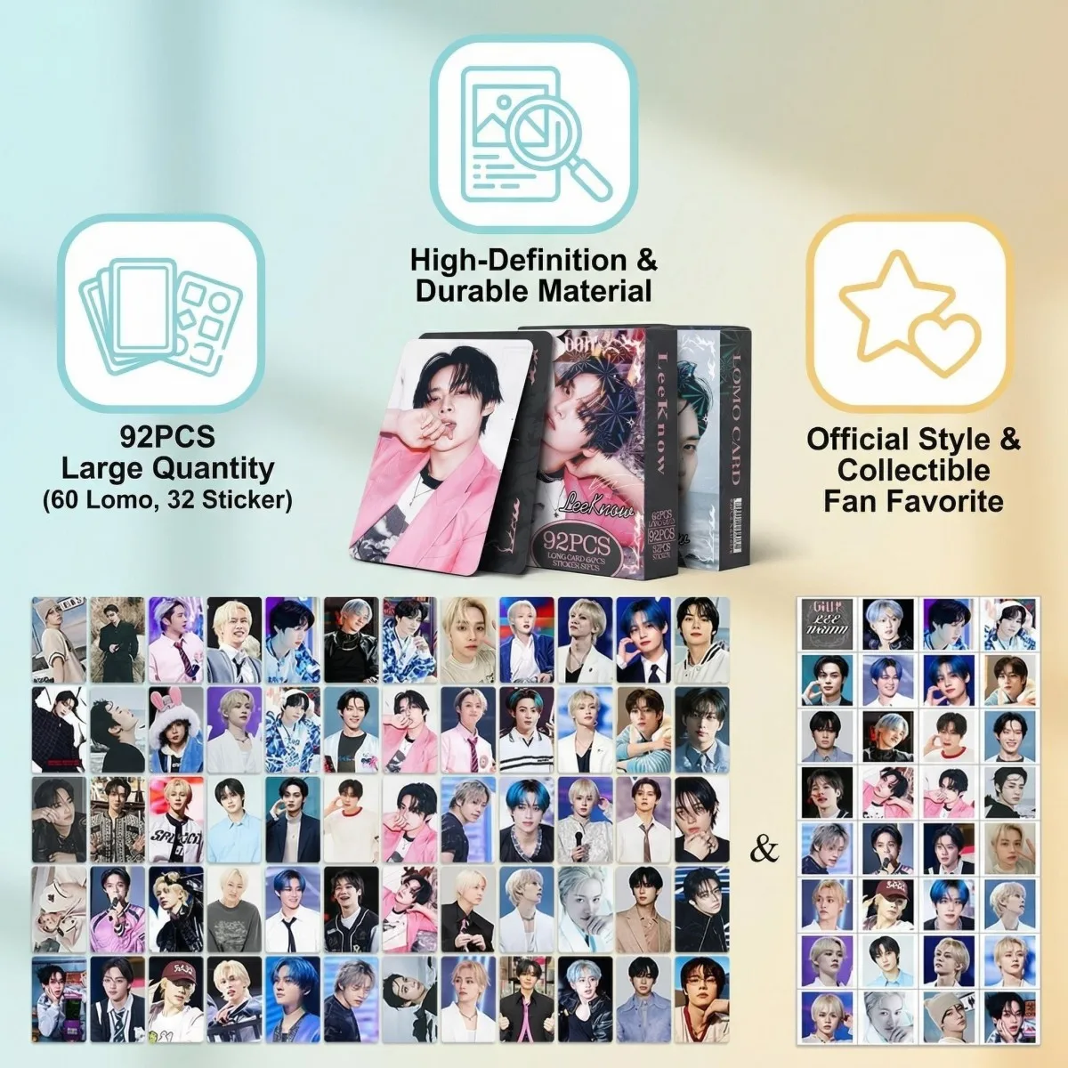 

Набор декоративных фотокарточек Leeknow Kpop Stray Kids для украшения спальни, декора кабинета, коллекции фанатов Skzoo.