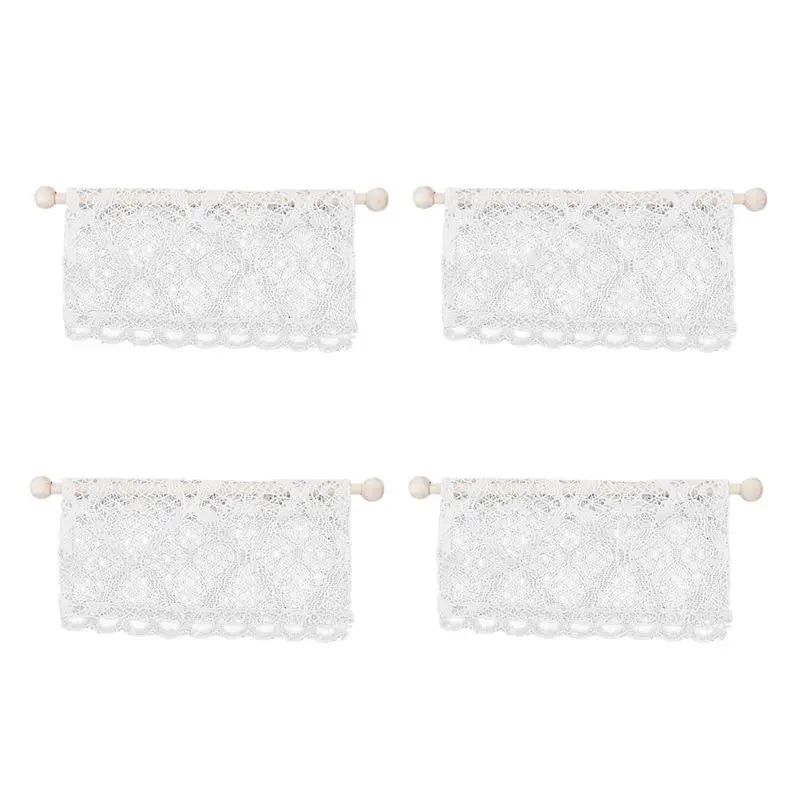 

A63T-4X Dollhouse Curtains Miniature Furniture Accessories Window Valance With Rod 1:12 Scale Beige