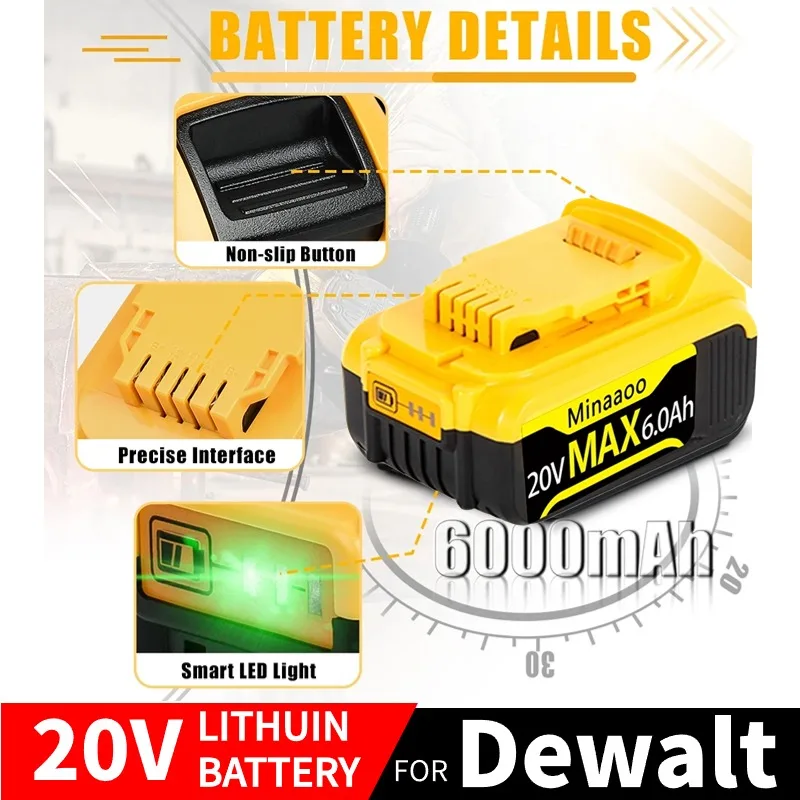 Original DCB200 20V 12.0Ah Lithium Replacement Battery For Dewalt 18V DCB184 DCB200 DCB182 DCB180 DCB181 DCB182 DCB201 DCB206