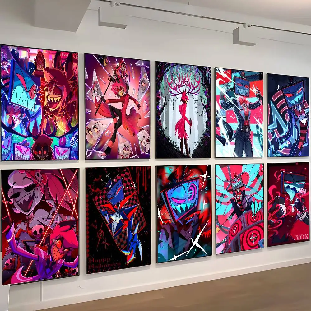 H-Hazbin Hotel ADULT ANIMATED SERIES  Posters High Quality Self-adhesive Wall Art Decorations Color Prints Sticky