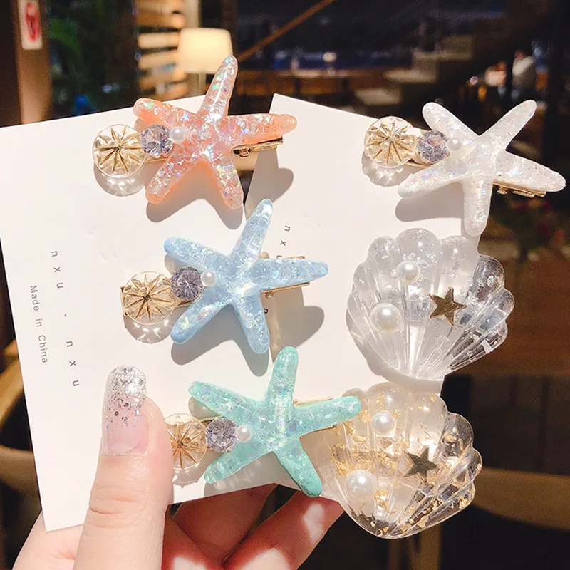 1 Pcs Women Girls Elegant Starfish Sea Star Hairpins Lady Fashion Hair Clips Girls Summer Beach Barrettes Hair Accessories