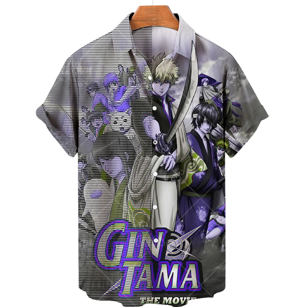 2022 New Anime Print Shirt Casual Fashion Hawaiian Shirt Men\'s Summer Tide Cool Short Sleeve Funny Top Light Breathable 5xl