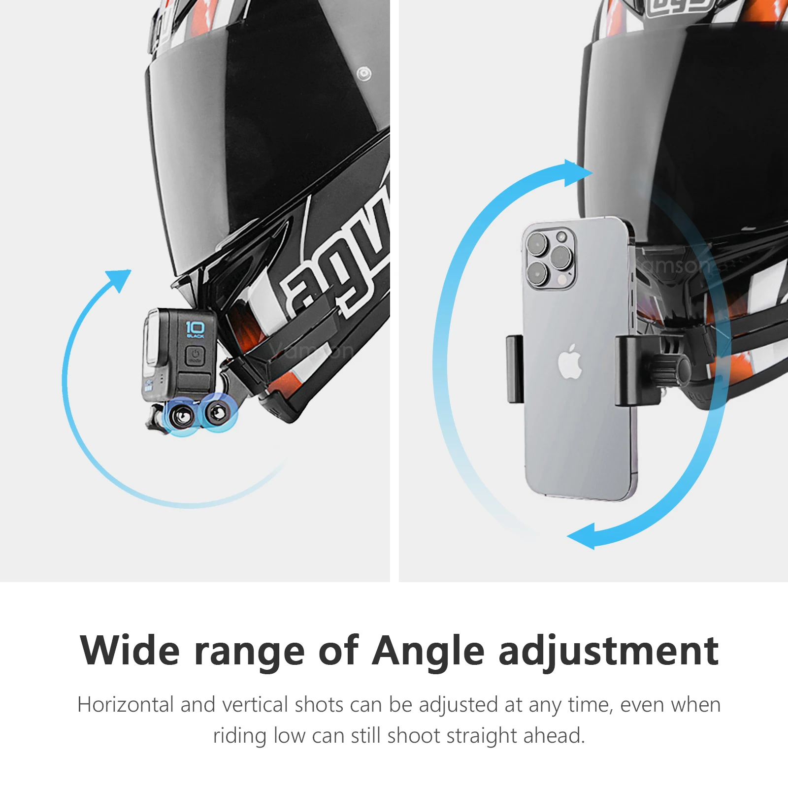Vamson for go pro zubehör motorrad helm kinn halterung gebogene halterung für insta360 x3 one x2 gopro hero 10 9 8 7 6 zubehör