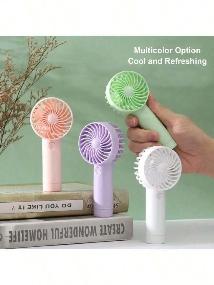 

[Portable 3-Speed Handheld Fan] USB Rechargeable Mini Fan With 500mAh Battery - Safe Gentle Breeze Suitable For Makeup/Beach/Office, Compact Cooling Essential For Women Travel And Outdoor In Summer