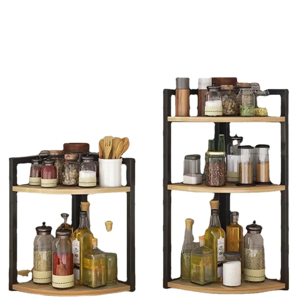 

Kitchen Triangle Shelf Organizer Multi-Purpose Corner Spice Shelf Removable Steel Rack Home Oil Salt Vinegar Storage Racks