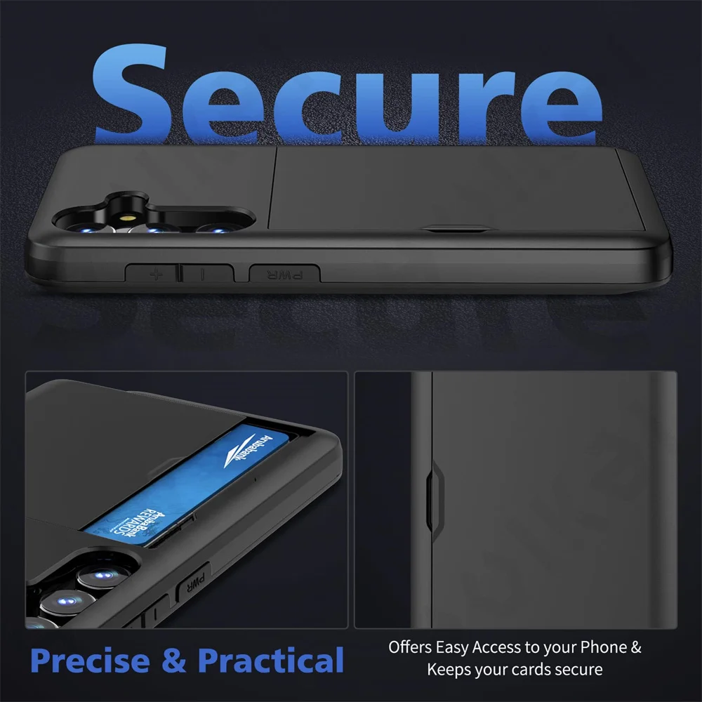 Case For Samsung Galaxy A55 5G S24 S23 S22 S21 Ultra Note 20 Slim Dual Lay Heavy Duty Protective Hidden Card Slot Wallet Cover