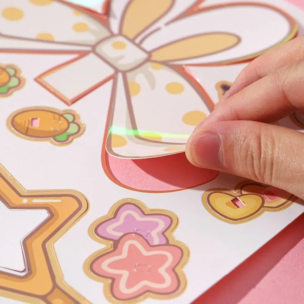 Cartoon DIY Hairstyle Game Stickers Stacking and Pasting No Cutting Required 3D Hairdressing Sticker Multicolor Relief