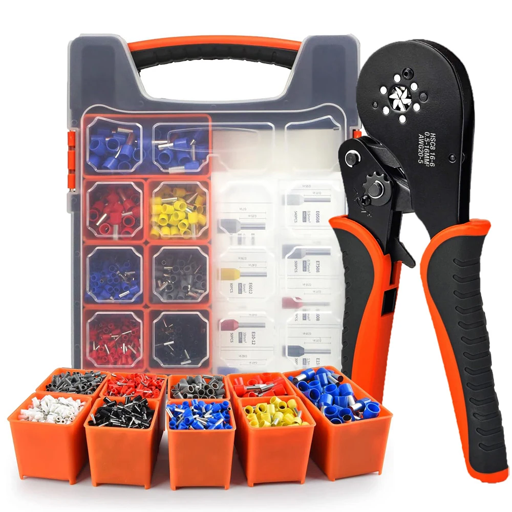 2200PCS Ferrule Crimping Tool Kit –AWG30-5 Self-Adjusting Wire Ferrule Crimper with Wire Ferrules Connectors for Electrical Work