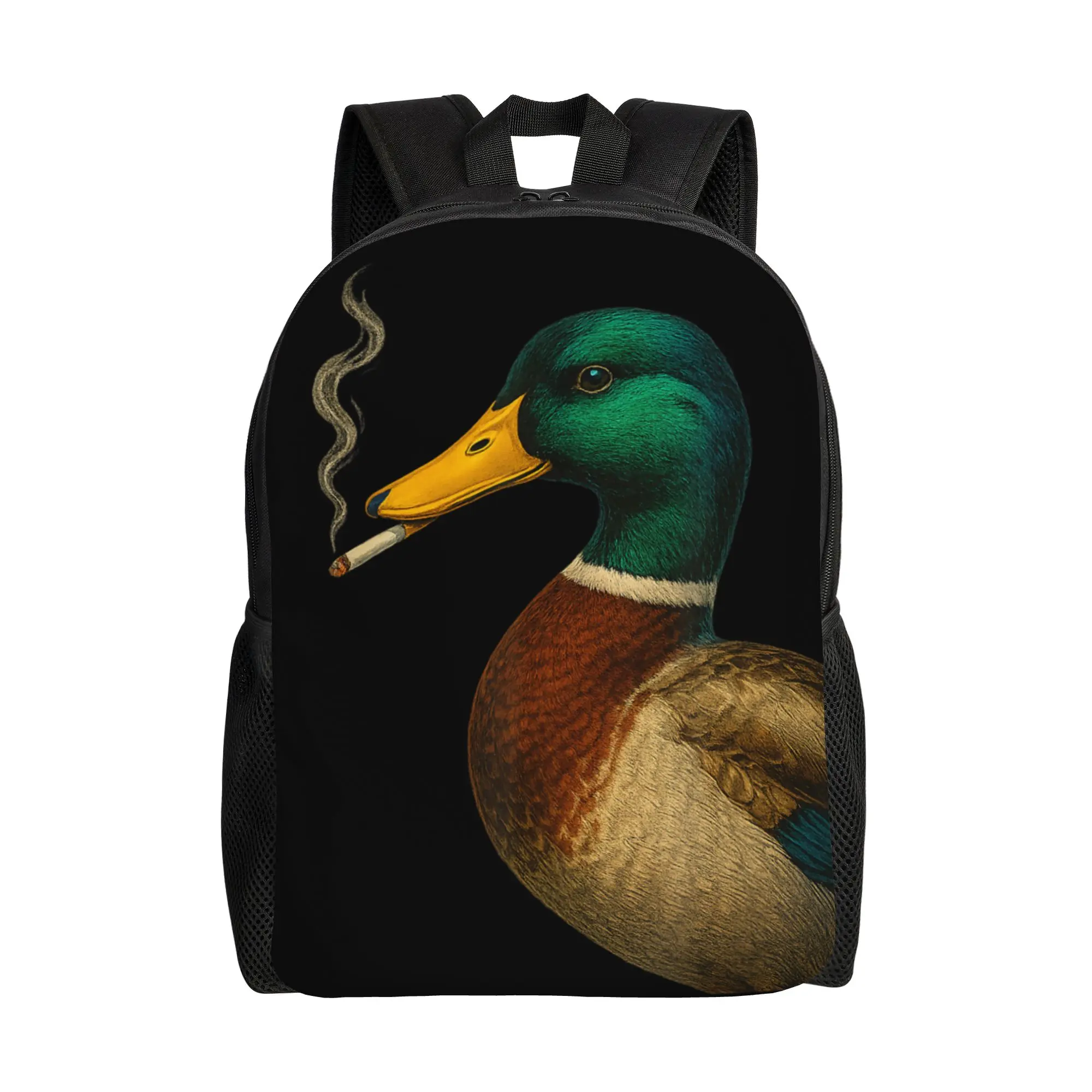 

Funny Mallard Duck Smoking Cigarette Meme Backpack Men Durable Backpacks Polyester Stylish School Bags Hiking Design Rucksack