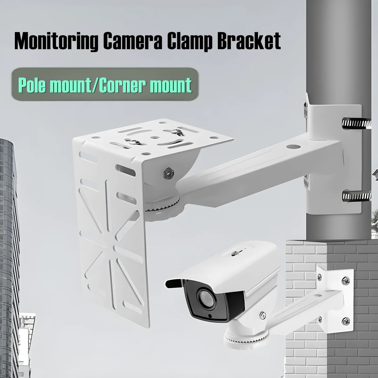 Street Light Pole Mount Holder External Security CCTV Camera Wall Corner Mounting Bracket Monitoring Adapter Board Steel Plate