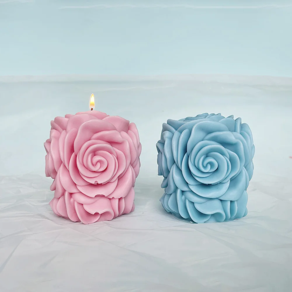 Rose Pillar Aromatherapy Candle Silicone Mold DIY Valentine's Day Style Expansion Stone Gift Mold