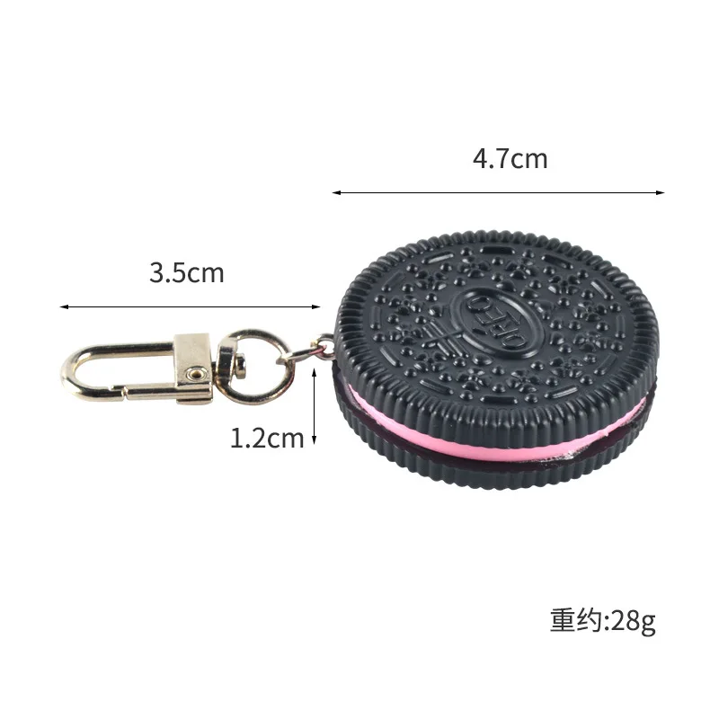 Oreo Cookie Keychain para Amigos, Modelo Alimentar Criativo, Pingente de bolsa de carro, Boutique Gift, Jóias Divertidas, Moda Bonita