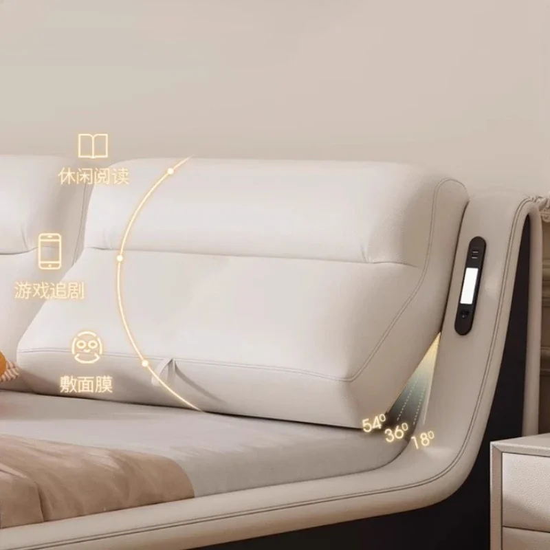 Bedroom Furniture Queen Beds 150x200 180x200 200x220 Cm Luxury Leather Multifunctional Double Bed 2 People Full Size Bed Frame