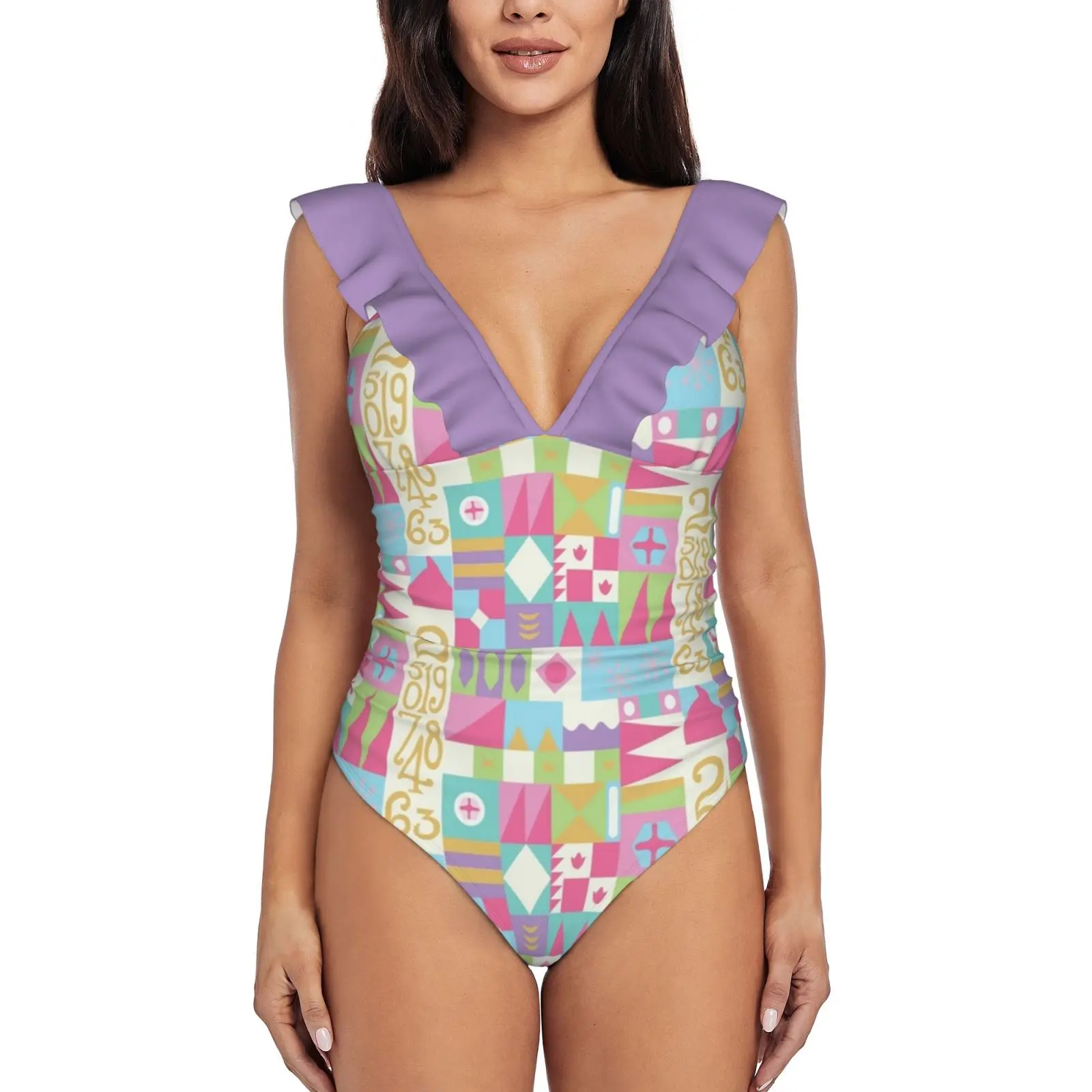 

Small World Monokini New Ruffle One Piece Swimsuit Female Sexy Swimwear Women Print Bathing Suit Its A Small World Small World