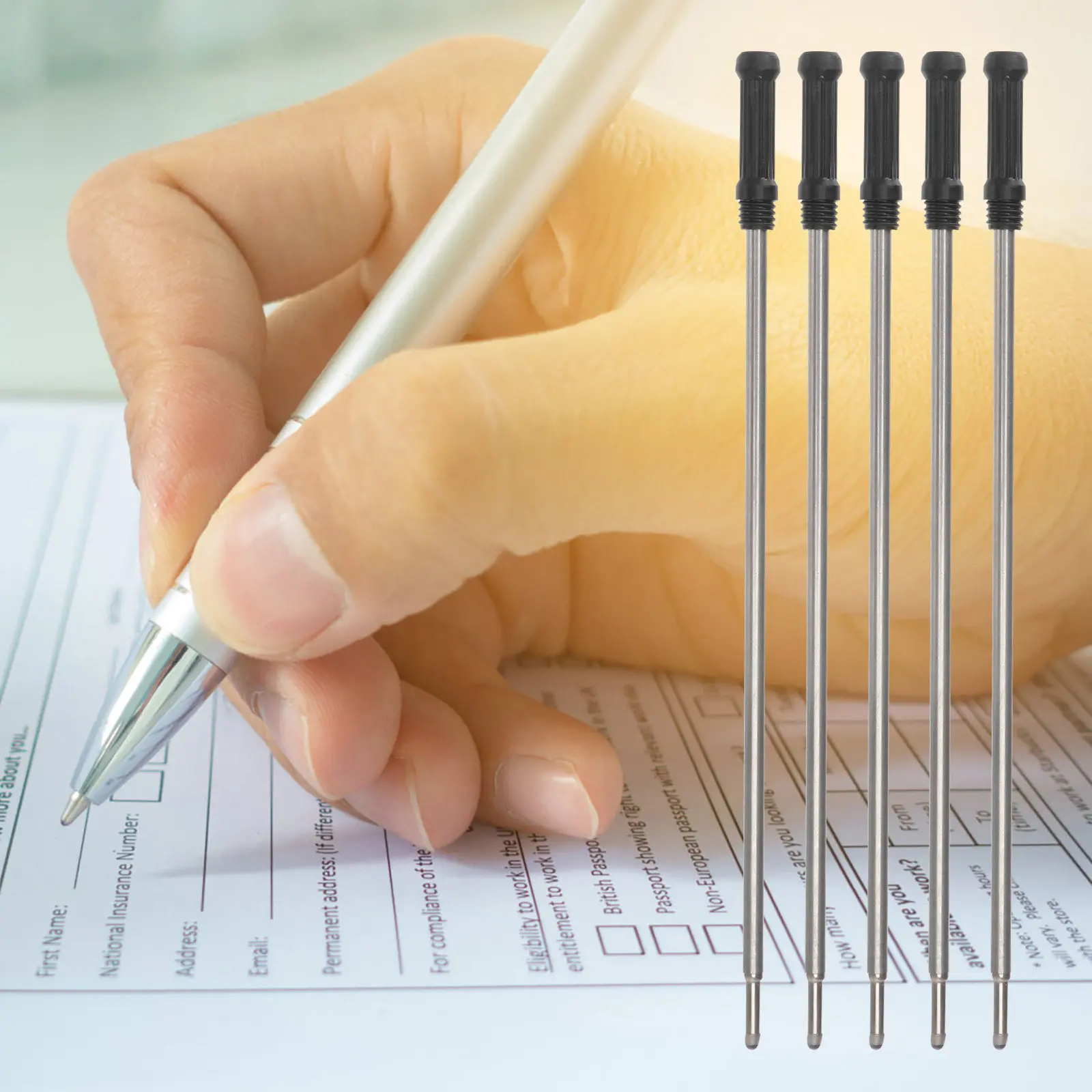 

20 шт. металлических стержней для ручек 115 мм, черные, с тонким наконечником, для общего письма, обеспечивают гладкие и четкие линии