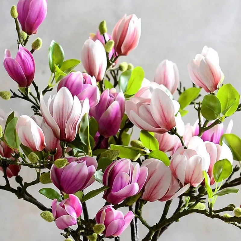 68CM 3D Artificial Magnolia Home Living Room Dining Table Decoration Floral Art Chinese Silk Flower Ornaments
