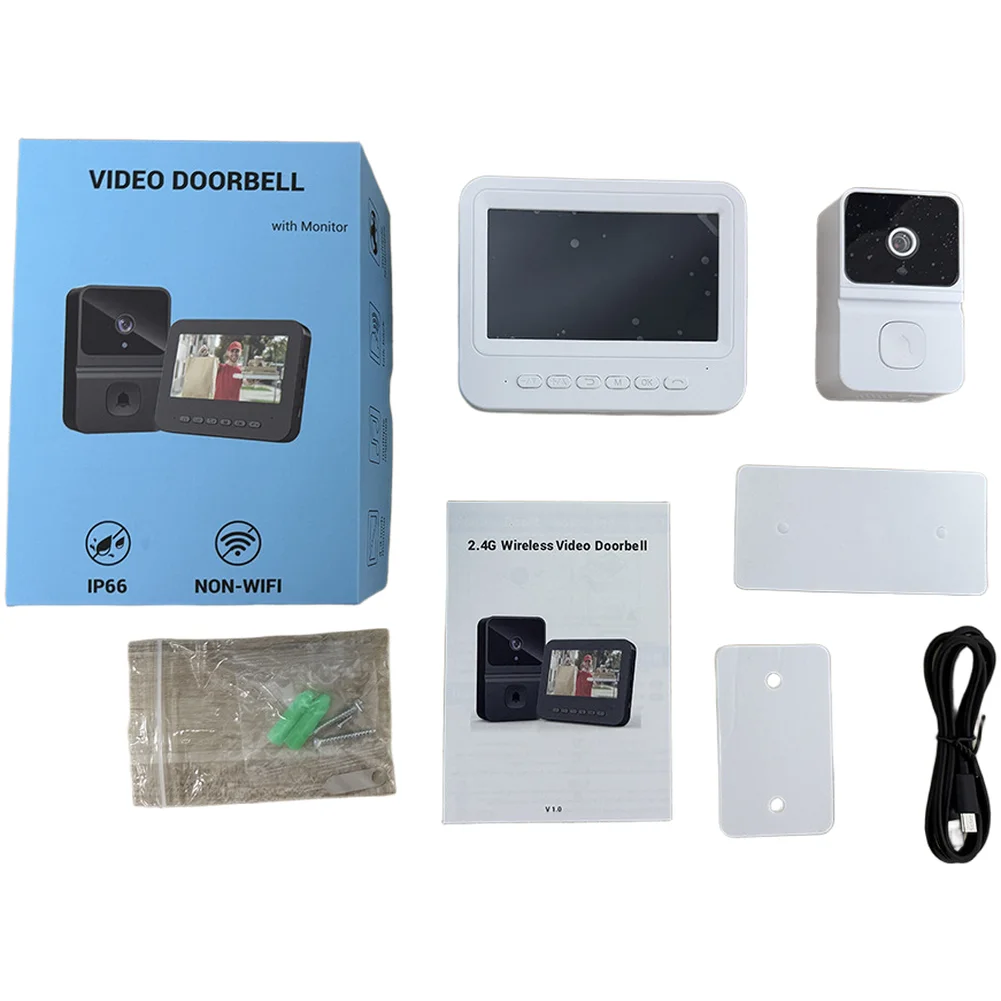 Wireless 4.3 Inch Doorbell Camera with Monitor Two Way Intercom Battery Powered No Network Dependency Required