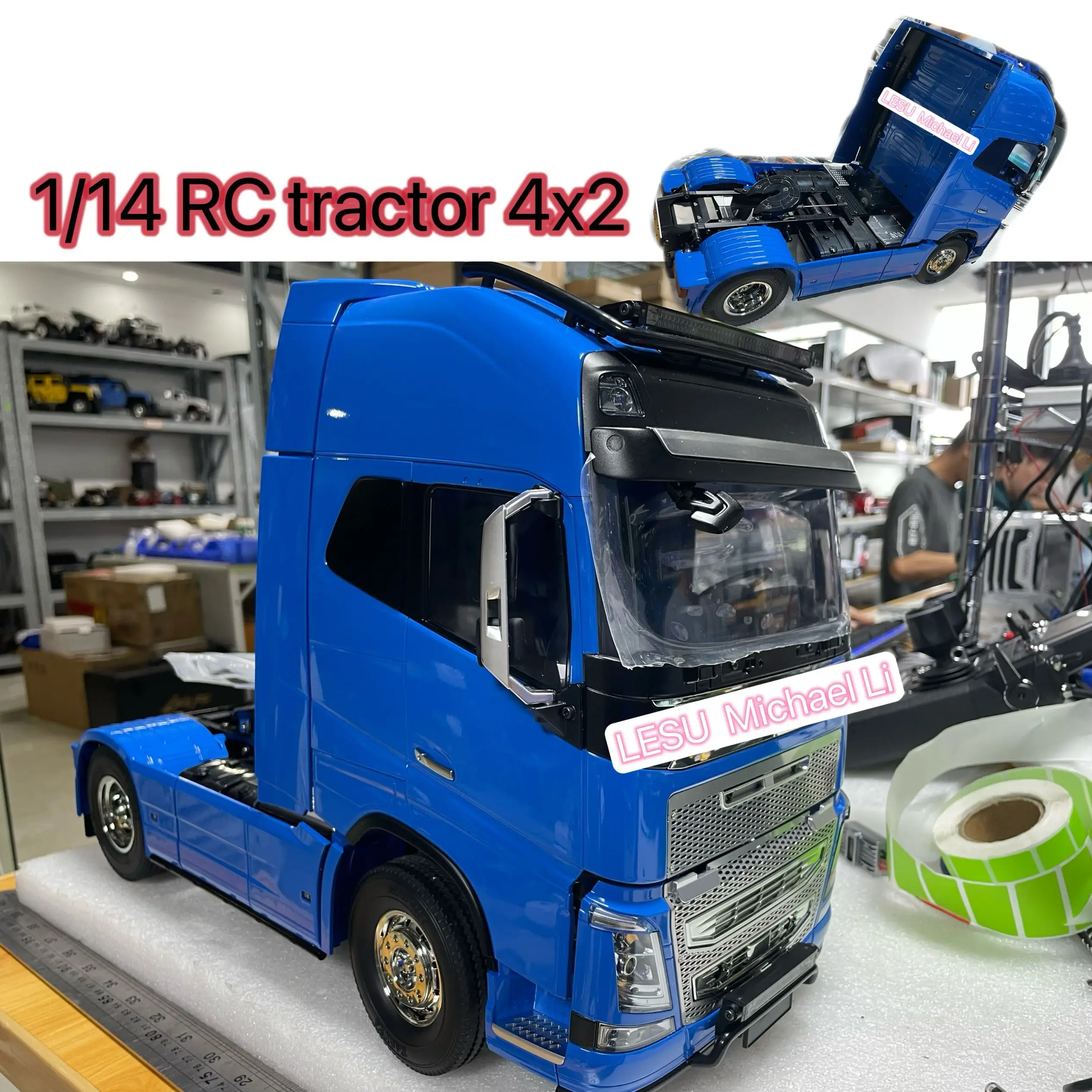 Customized 4x2 RC Tractor Truck 1/14 Scale 3-speed Car RTR Model 56375 with Light Sound Set Remote Control Vehicle Toy THZH1978