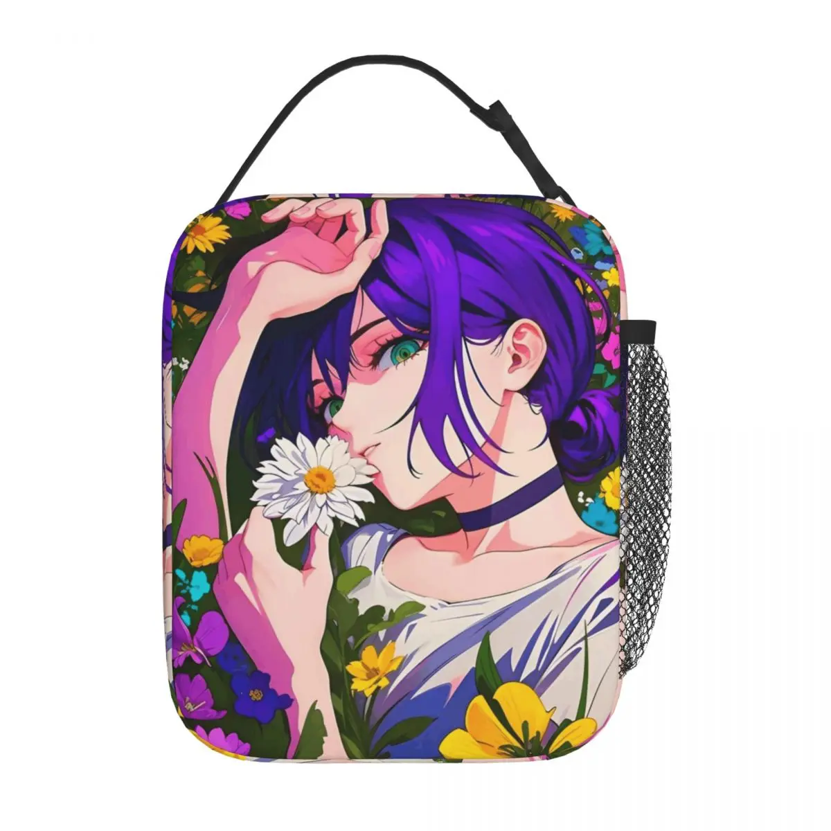 Chainsaw Man Reze Insulated Lunch Bags High Capacity Cartoon Reusable Thermal Bag Tote Lunch Box College Travel Girl Boy