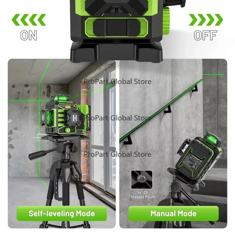 New Model 2025 W03CG 3D 3x360 Laser Level Tool - 12-Line Self Leveling 360 with LCD Screen for Precision Measurement